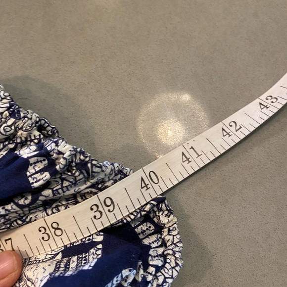 Bohemian Harem Yoga Drop Crotch Cotton  Blue Elephant print romper / jumpsuit - Picture 12 of 12